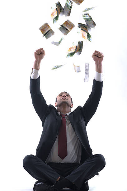 istock Business man holding money 463423255