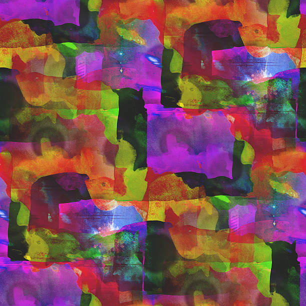 istock abstract yellow, purple vintage avant-garde watercolor seamless 463423719
