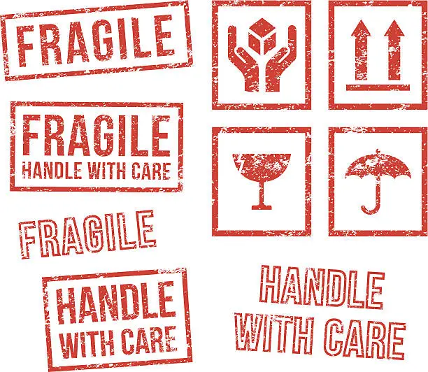 Vector illustration of Safety fragile - rubber stamps