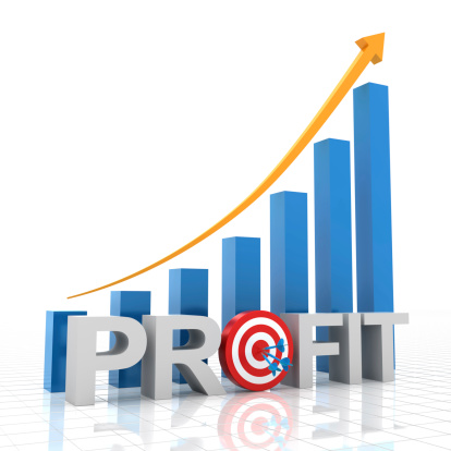 Target profit growth chart, 3d render