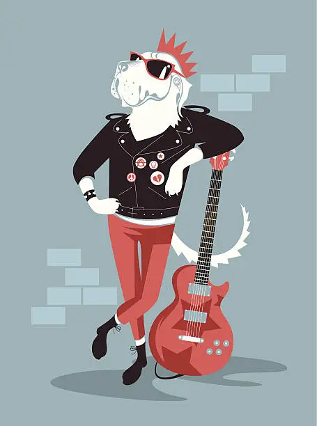 Vector illustration of Punk dog.