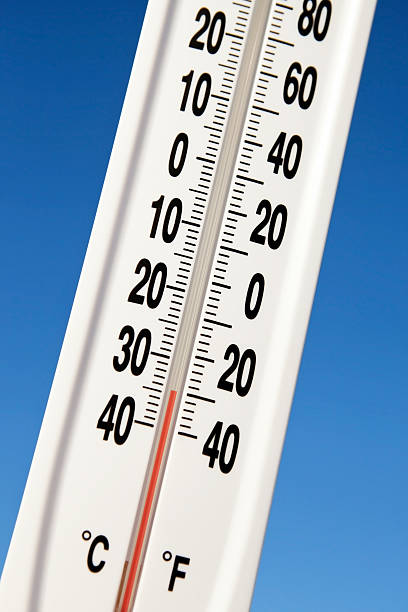 istock Outdoor Thermometer against Blue Sky Registers 30 Below Zero 463426769