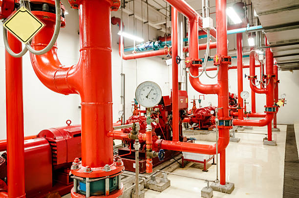 istock Water pumping station and industrial interior pipes 463426801