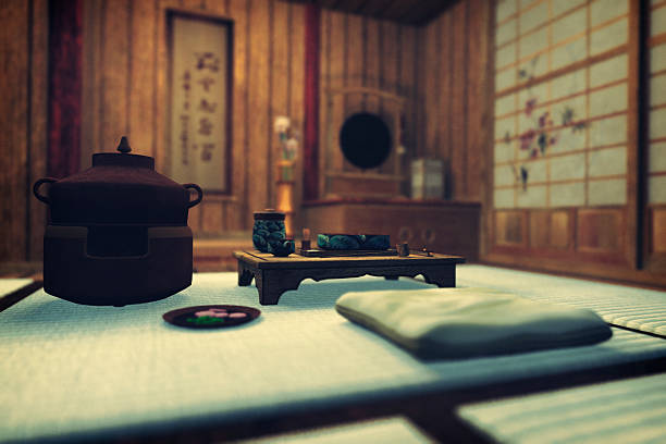 Japanese tea room ready for Chanoyu, a tea ceremony.