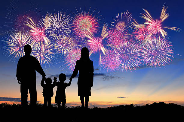 istock happy family with fireworks 463429485