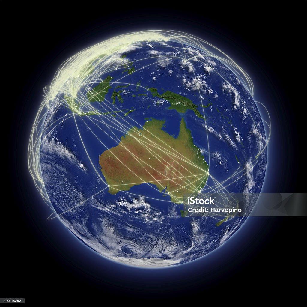 네트워크 over Australia - 로열티 프리 지구본 스톡 사진