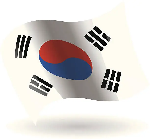 Vector illustration of South Korea Flag Waving
