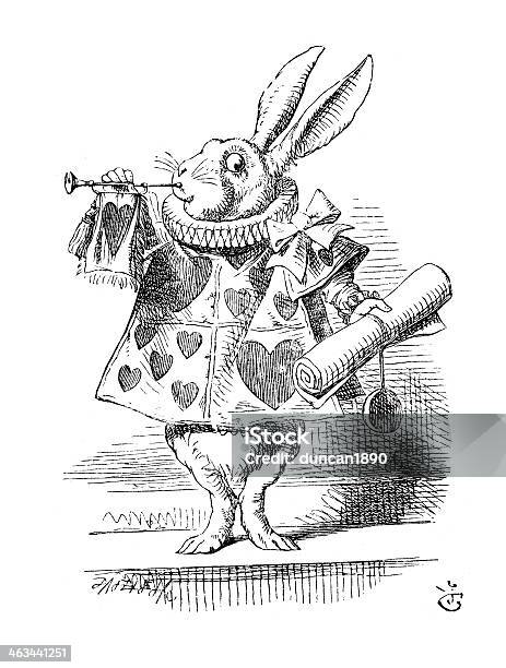Alice In Wonderland The White Rabbit Stock Illustration - Download Image Now - Alice in Wonderland - Fictional Character, Rabbit - Animal, White Color