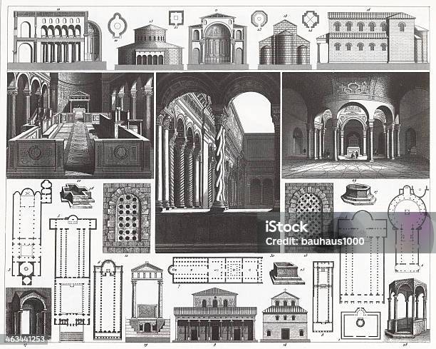 Engraving Christian Architecture Stock Illustration - Download Image Now - Architectural Column, Cathedral, Illustration