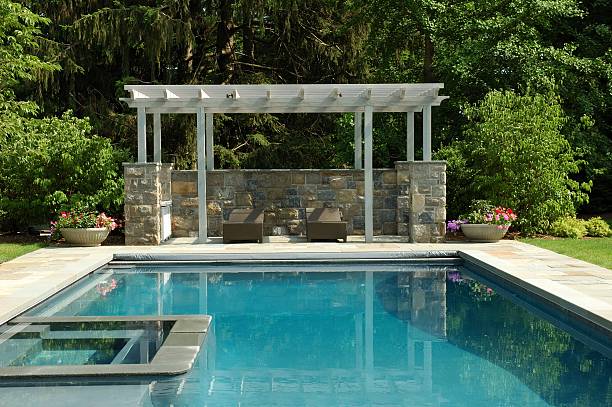 istock Swimming Pool and Pergola 463444243