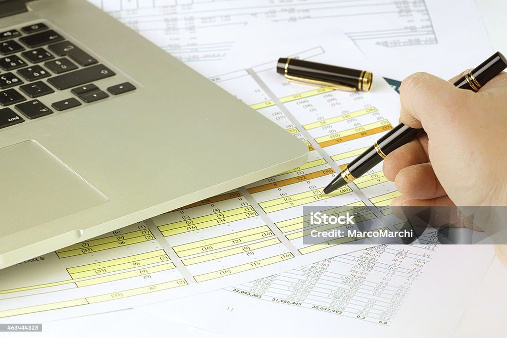 Budget Budget and computer Analyzing Stock Photo