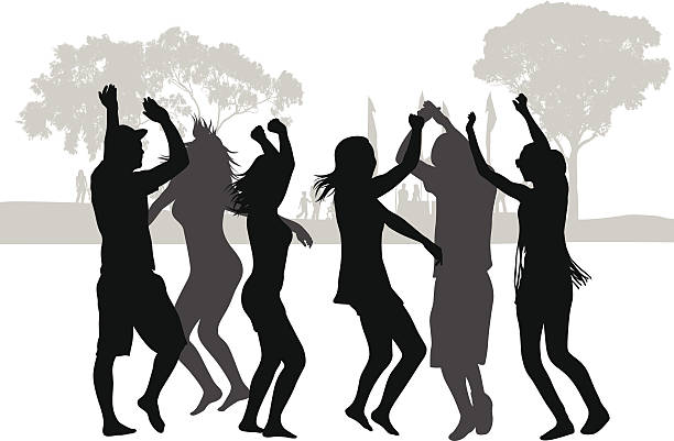 let'sdance - party women dancing focus on shadow stock illustrations