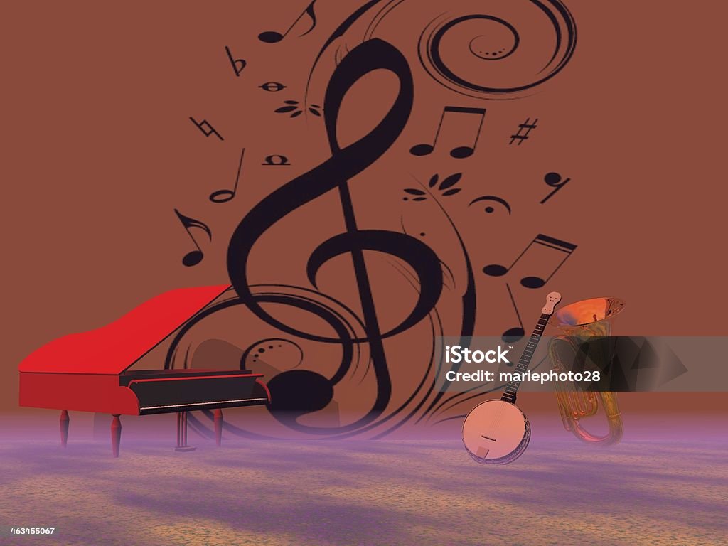 musical notes musical notes and piano and trumpet Abstract Stock Photo