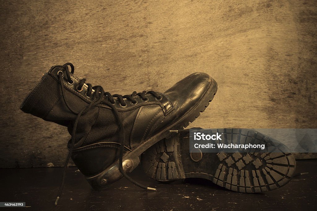 military boots still life Photography with military boots. Abstract Stock Photo