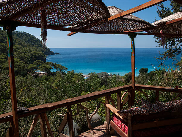 istock peaceful place sea, sky and forest 463464547