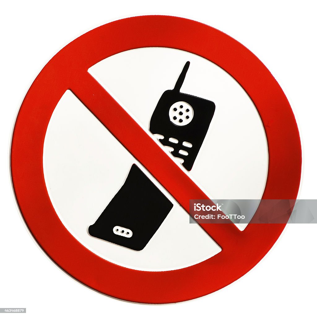 no mobile phones allowed no mobile phones allowed sign at a school in munich - isolated on white background Circle Stock Photo