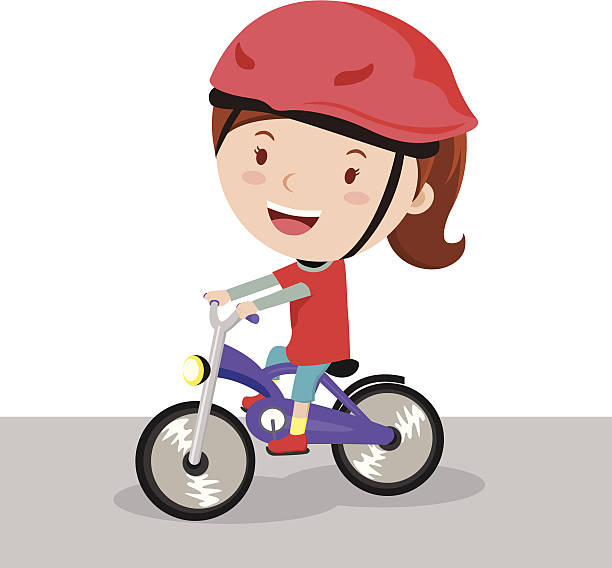 девочка, езда на велосипеде - bicycle racing bicycle vehicle part gear stock illustrations