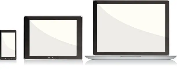 Vector illustration of Blank screens laptop, smartphone and digital tablet pc