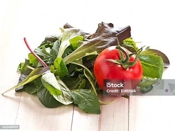 Leaf Salad With A Tomato Stock Photo - Download Image Now - Arugula, Day, Dinner