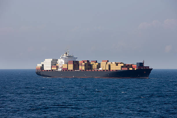 Container Cargo Ship Starside stock photo