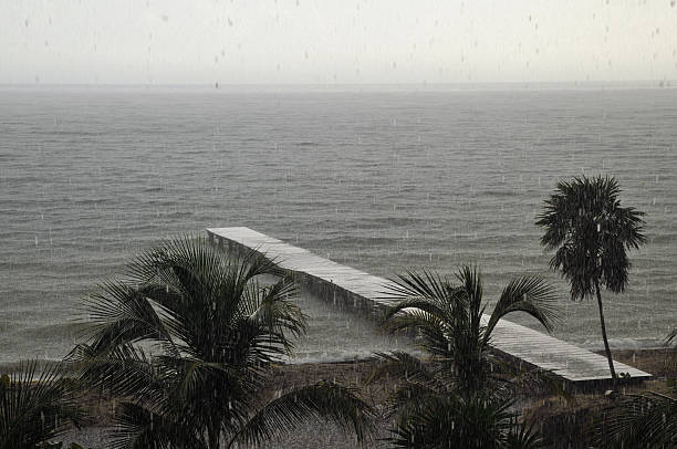istock Heavy Caribbean Rain Storm on a Tropical Beach 463490175