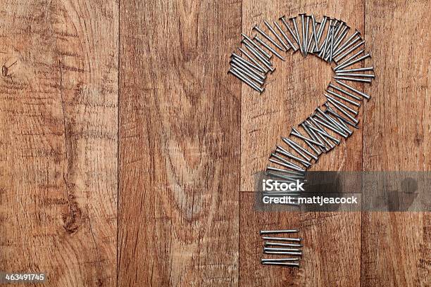 Nails Made In Question Mark Shape Stock Photo - Download Image Now - Question Mark, Carpentry, Timber