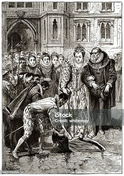 Walter Raleigh Regina Elisabetta I E Un Pretesto - Immagini vettoriali stock e altre immagini di 1880-1889 - 1880-1889, Accudire, Adulto