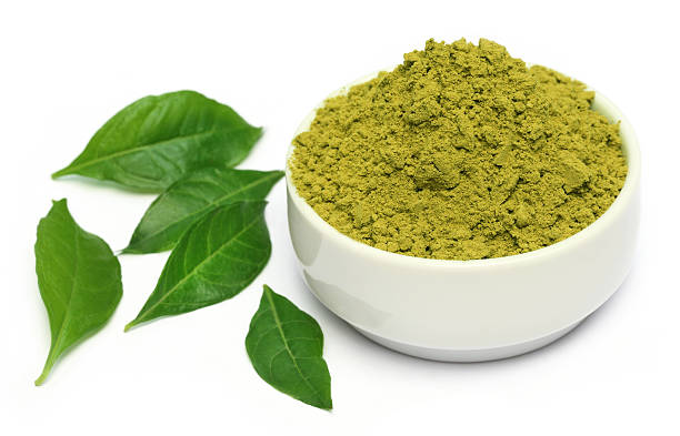 istock Henna leaves with powder on ceramic bowl 463496197