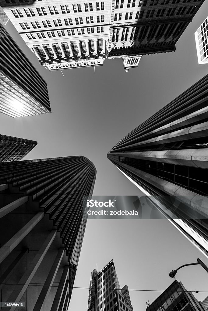 Downtown Skyscrapers in San Francisco, Black and White Skyscrapers and sun Black And White Stock Photo