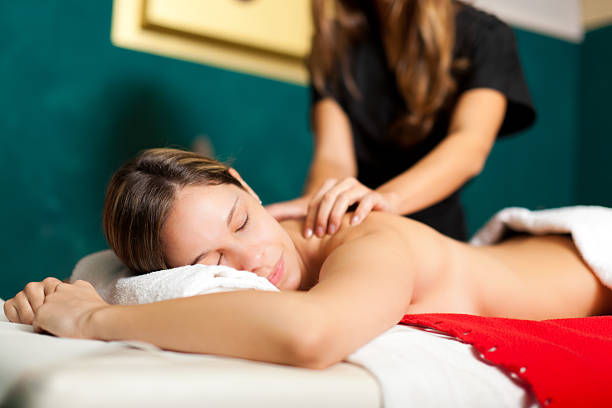 Woman having a massage stock photo