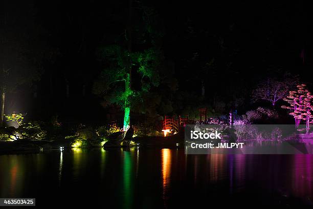 Multicolored Lights In Oriental Park Stock Photo - Download Image Now - Architecture, Ark, Asia