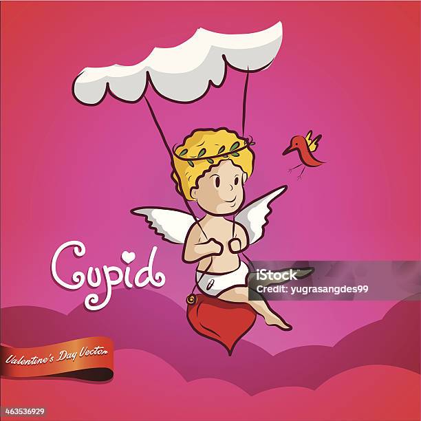 Cupido Swing Sulla Cloudvalentine S Day - Immagini vettoriali stock e altre immagini di Adulto