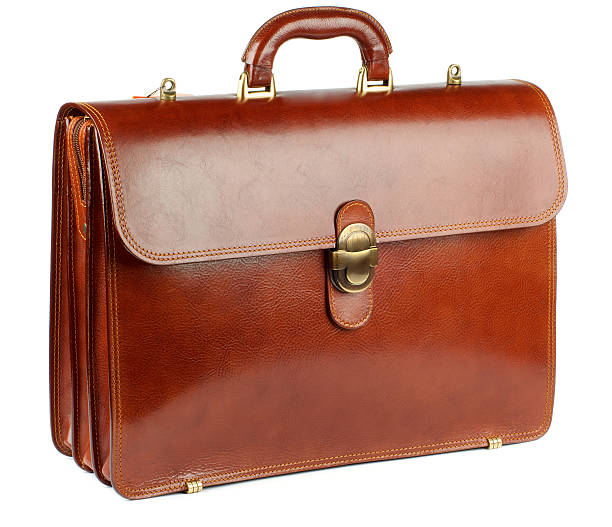 Photograph of brown leather briefcase stock photo