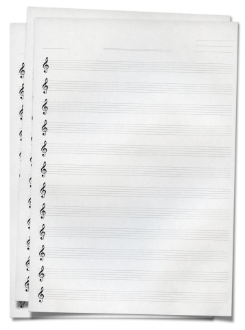 Blank Music Sheet. Isolated on white.