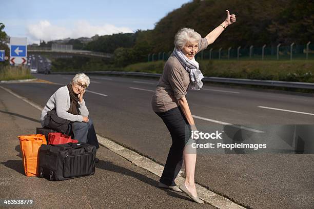 Making Their Escape From The Retirement Village Stock Photo - Download Image Now - Human Leg, Female Friendship, Senior Adult