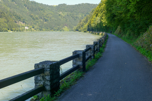 bcycle path by danube river at passau germany