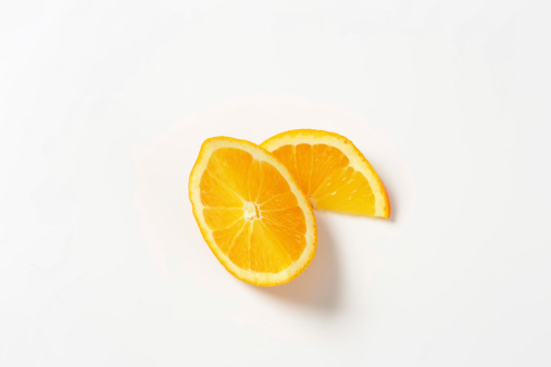 two orange slices isolated on white background