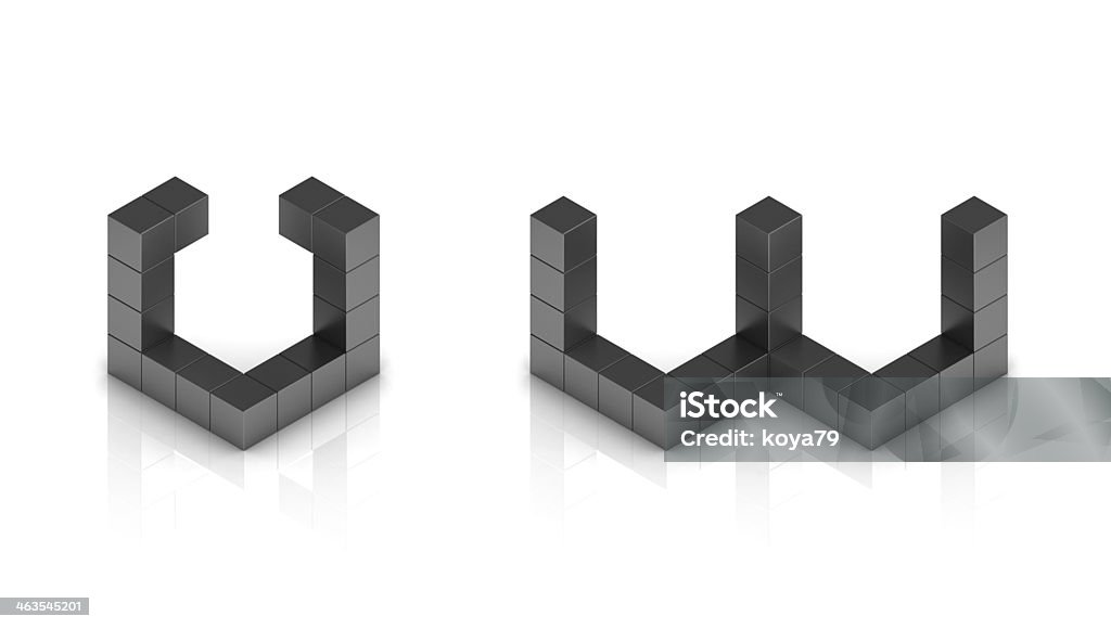 cubical 3d font letters v w Cube Shape Stock Photo