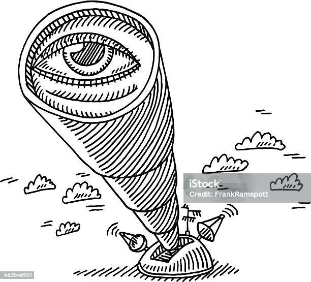 Exploration Telescope Eye Drawing Stock Illustration - Download Image Now - Sketch, Eye, Looking At View