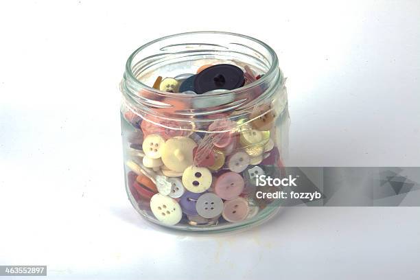 Jar Of Buttons Stock Photo - Download Image Now - Button - Sewing Item, Colors, Container