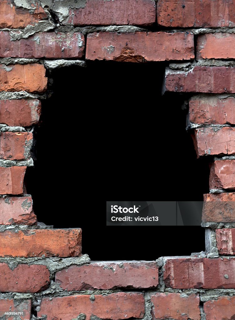 Wall, black hole in the brick wall Brick Wall Stock Photo