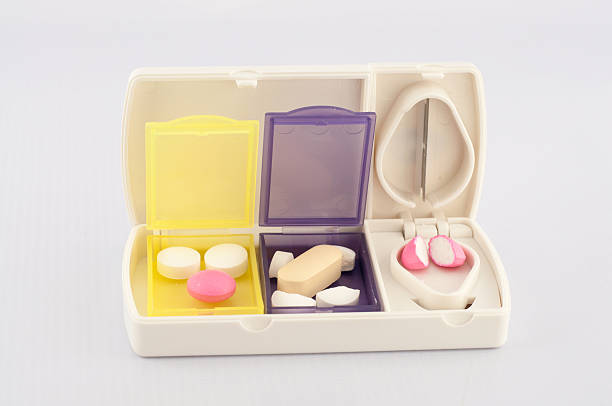 istock Pill box and split blade tablet show medicine concept 463570717