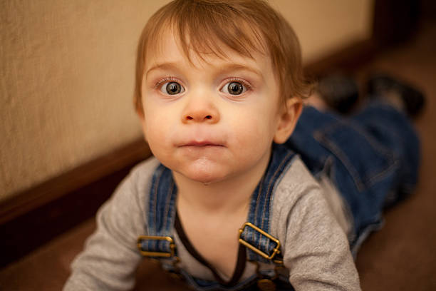 istock Beautiful baby boy crawling at home 463572001