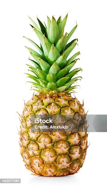 Ripe Pineapple With Green Leaves Stock Photo - Download Image Now - Pineapple, White Background, No People