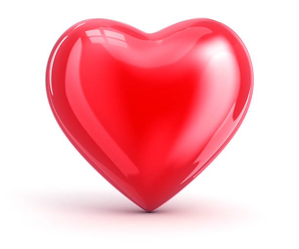 レッドのハート形を白背景 - heart shape valentines day vibrant color bright ストックフォトと画像