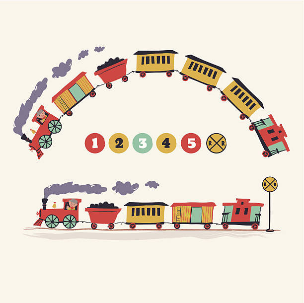 Choo-Choo Train A Toddler Choo-choo train in hand-drawn quality. The individual cars on the bottom are placed on separate layers, and you can arrange a short or long train as you wish. railroad track illustrations stock illustrations