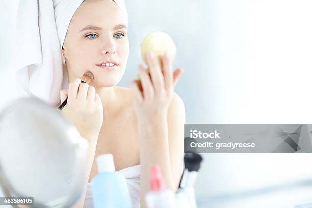 She Knows How To Disguise Blemishes Stock Photo - Download Image Now - Dressing Table, 20-29 Years, Adult