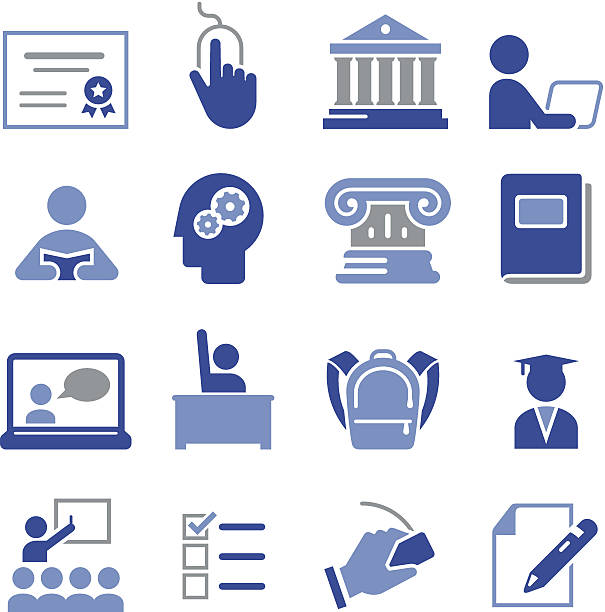 Education Icons - Pro Series Online learning and education icon set. Vector icons for video, mobile apps, Web sites and print projects. See more in this series. seminar classroom lecture hall university stock illustrations