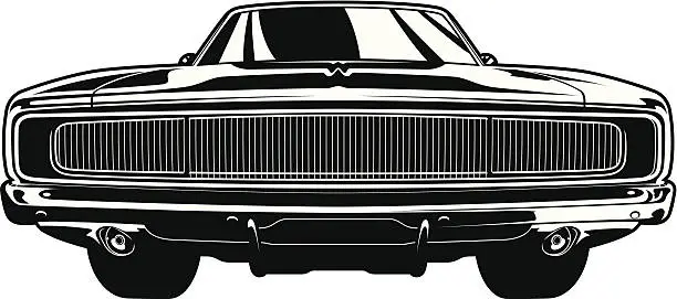 Vector illustration of Muscle Car Front View
