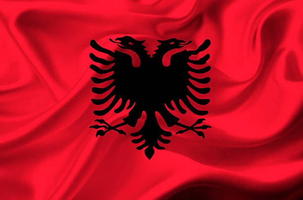 istock Albania waving flag 463590269